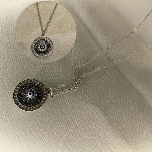 Steel necklace with mataki pendant new, silver color