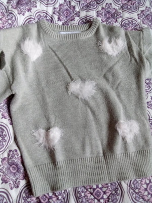 Grey sweater with white hearts Minoti 3-4 years new