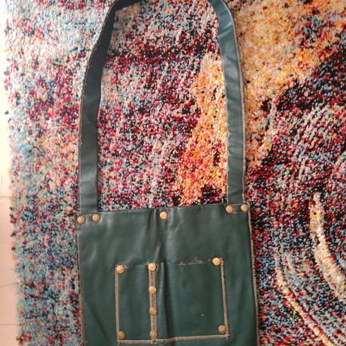 Leather handmade messenger bag used, crossbody