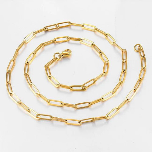 18K 5macro Gold Plated Necklace and Bracelet Set, Length 60cm and 20cm