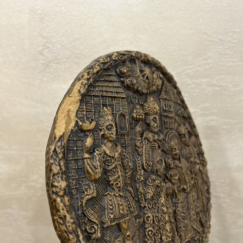 Antique wax plaque 1718, Adoration of the Magi