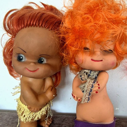 Japanese dolls used, pack of two, 25 cm height