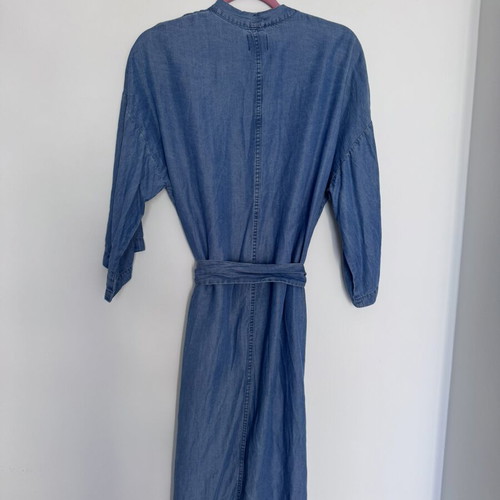 Denim kimono size S like new, blue, dress with side slits and belt