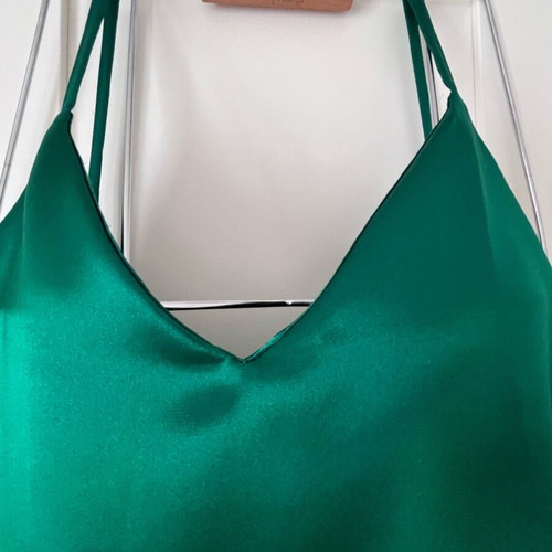 M-Y by Maria Yeroula long satin green dress like new with fixed strap