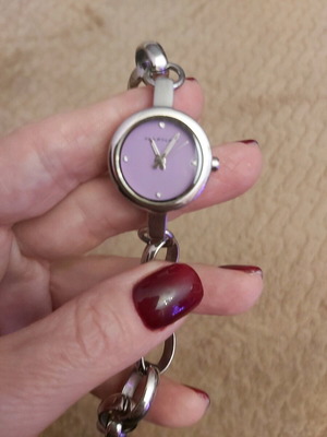 NAF NAF women's watch like new with lilac steel bracelet and zircon