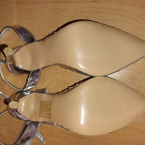 Shoe with transparency and silver rhinestones new