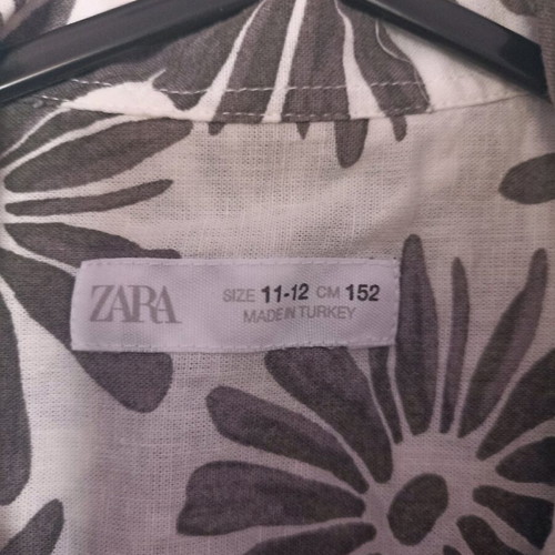 Zara kids short-sleeve shirt like new, floral grey-white, age 11-12