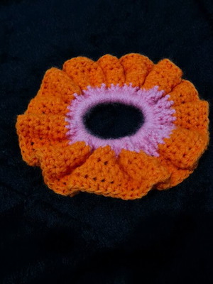 Handmade scrunchy new, pink and orange