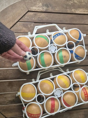 Vintage σετ ξύλινες μπάλες Bocce / Pétanque μεταχειρισμένο, 12 τμχ