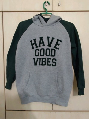Zara hooded sweatshirt like new, two-tone grey and green, size 164 cm