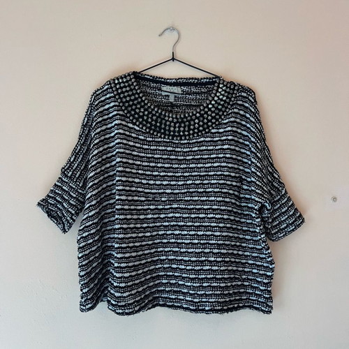 ZARA wide sweater with spikes used, black, size S