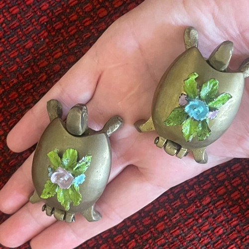 Antique decorative brass turtles set of 2, like new
