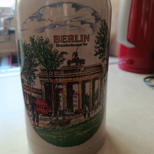 Vintage Schedel Bavaria Porcelain Beer Mug Berlin Brandenburg Gate 1970s like new