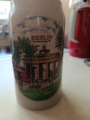 Vintage Schedel Bavaria Porcelain Beer Mug Berlin Brandenburg Gate 1970s like new