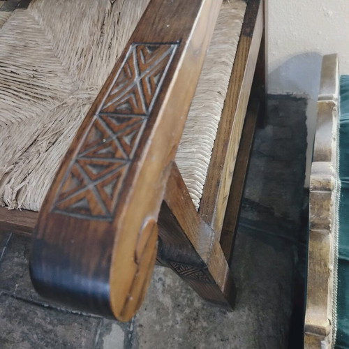 Skyrian carved three-seater sofas used, set of 2 pieces