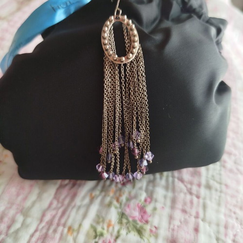Hot Diamonds long dangling earrings with purple stones like new