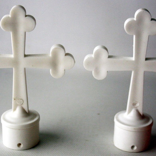 Plastic cross for top of flag 15cm, new, set of 2
