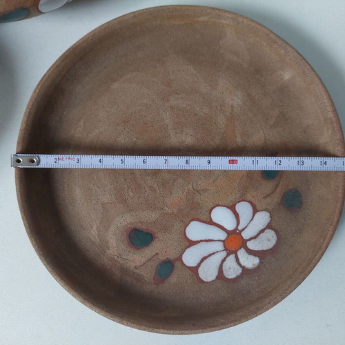 Vintage clay tea set used, 1970s