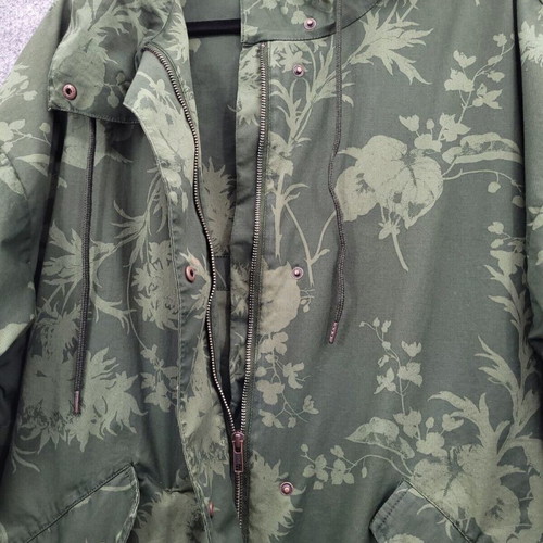 H&M parka long coat floral khaki trench new