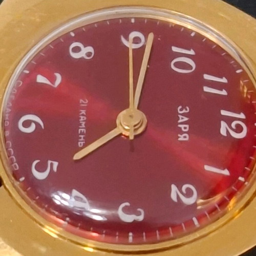 Vintage Russian necklace watch with ruby red faceted stone triangle like new