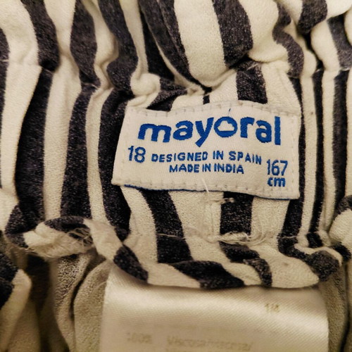 Mayoral striped paperbag pants with fabric belt