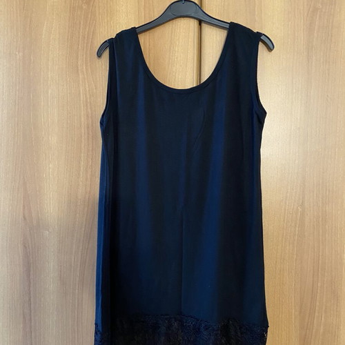 Black wide blouse with lace hem new, viscose blend