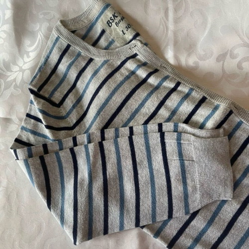 Bershka thin gray cardigan with blue stripes like new, size L
