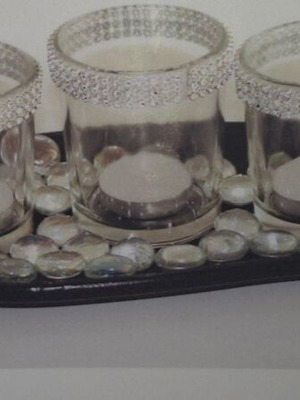 Tealight Candle Holder with Glasses and Decorative Beads new