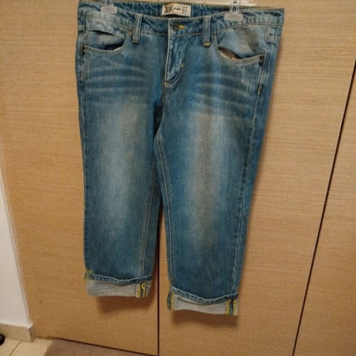 Bershka Crop Jeans new, size XL, blue, rigid fabric
