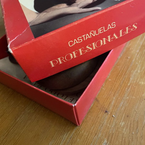Professional Castanets new, wooden with original box and ribbons