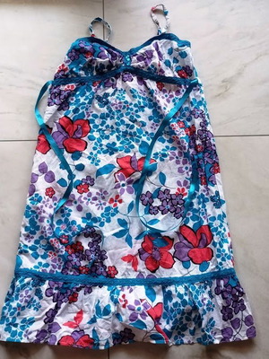 Summer dress white and blue floral cotton, new, size S