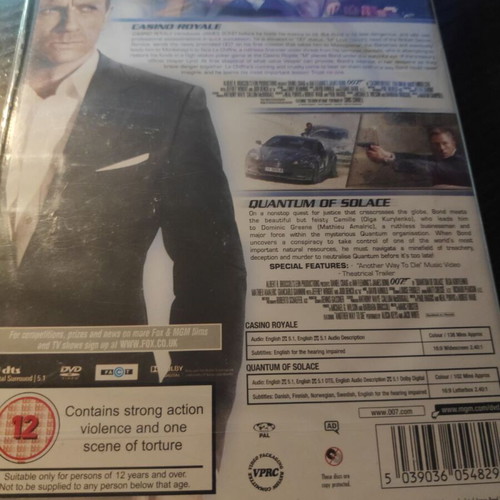 James Bond Casino Royale and Quantum of Solace DVD new with English subtitles