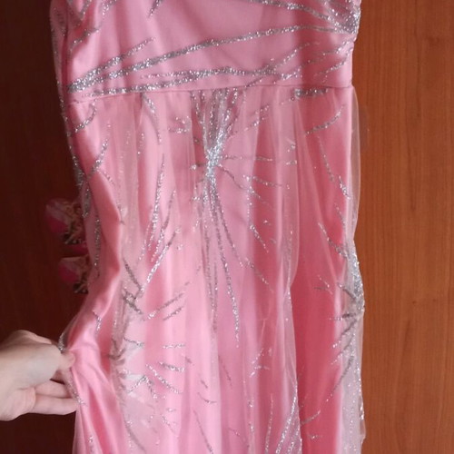 Formal pink dress medium like new with silver details and leg slit