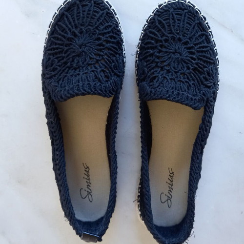 Simius black espadrilles No 38, lace finish