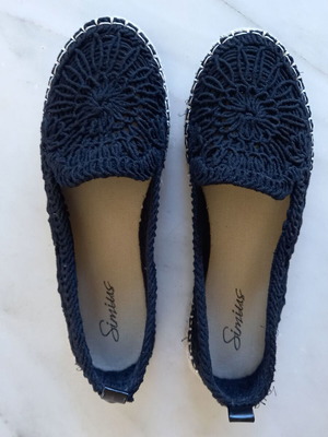 Simius black espadrilles No 38, lace finish