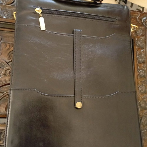 Leather briefcase new, black, brand CARNEN Paris
