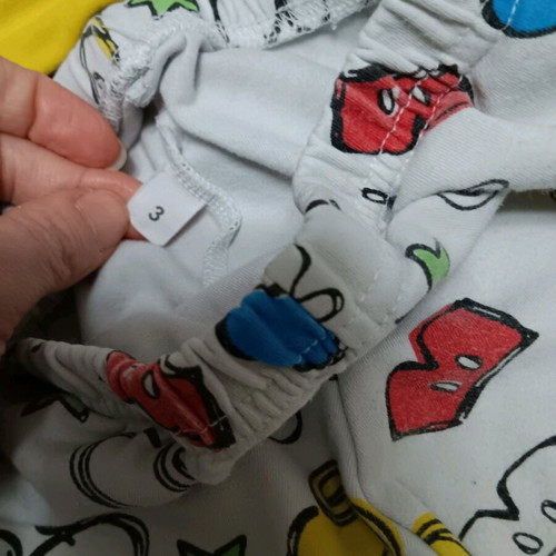 Cotton pajamas set boy 98cm like new, white and yellow