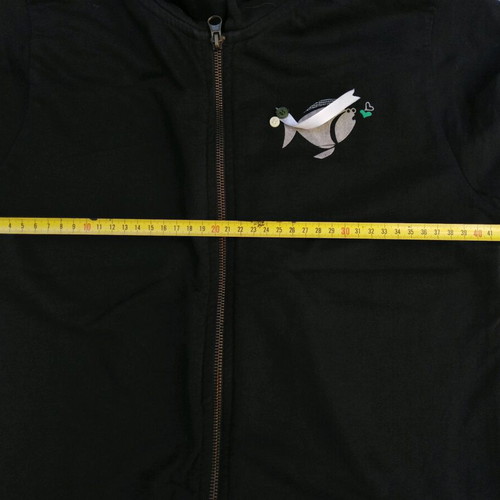 Fleece jacket with short sleeves black like new with checkered hood
