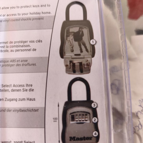 Master Lock padlock with key storage and combination