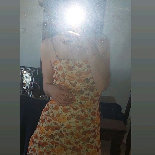 Summer sundress floral used, multicolored, yellow