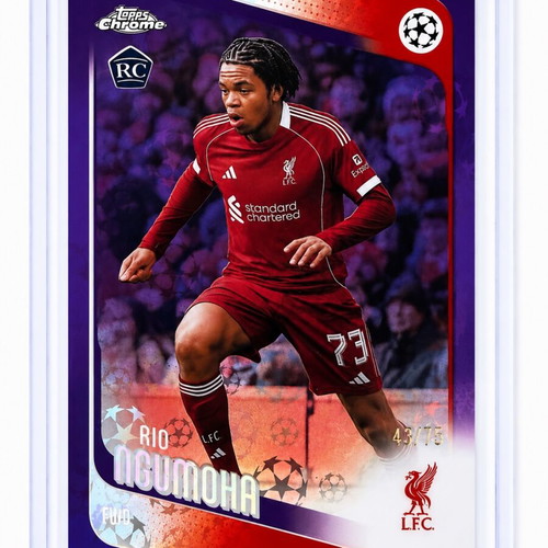 Topps Chrome Logofractor 2025-26 Rio Ngumoha RC /75 Liverpool card like new
