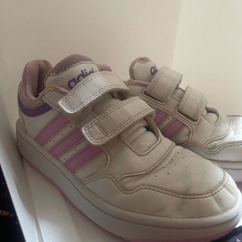 Adidas kids' sneakers size 32 used, white with pink details