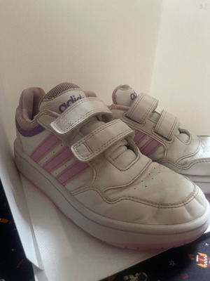 Adidas kids' sneakers size 32 used, white with pink details