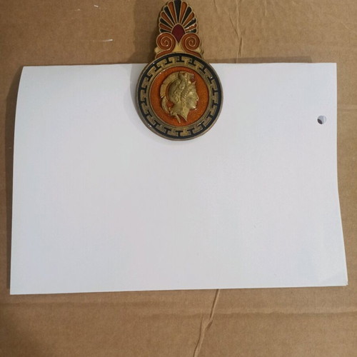 Metal paper clip like new with Parthenon and warrior head design