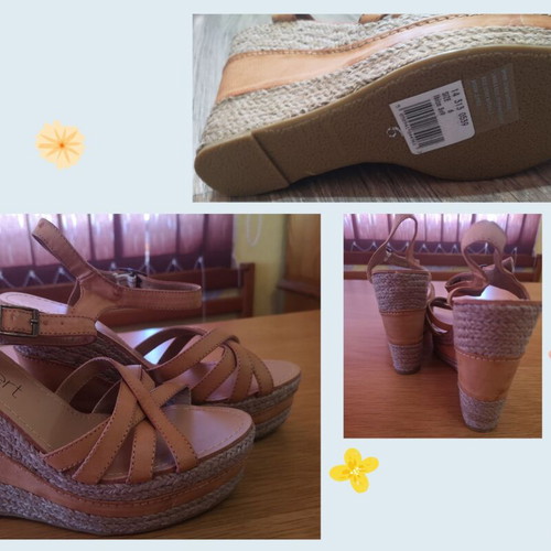 Platform sandals new, beige brown, size 38