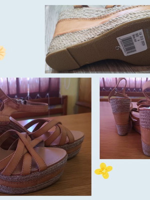 Platform sandals new, beige brown, size 38