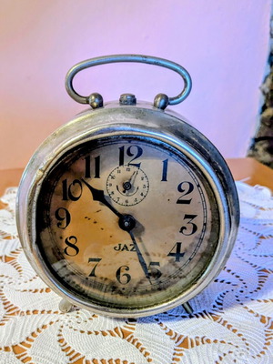 JAZ French Vintage Mechanical Alarm Clock used, 1920s