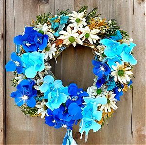 Στεφάνι Αποξηραμένων Λουλουδιών, Με Μπλε Λουλούδια!