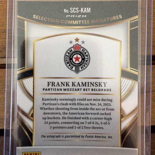 Frank Kaminsky Panini Euroleague Select 2025-2026 Autograph card