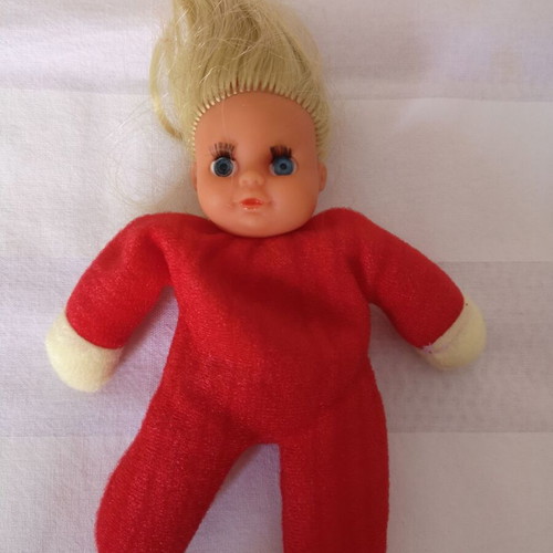 Red vintage doll used, small